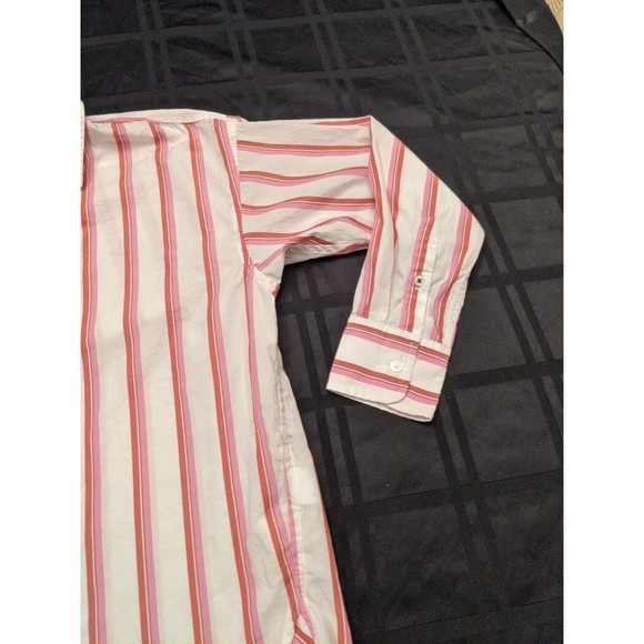 Womens J. Crew Relaxed Fit Pink Striped Button Down Shirt Size 2 Long Sleeve - Picture 3 of 8